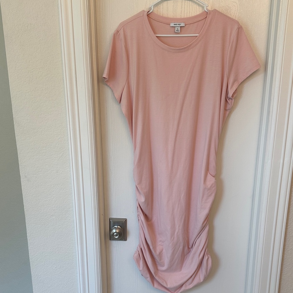Nine West Pink Midi Scrunch Dress
